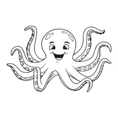 funny cartoon octopus vector on white background