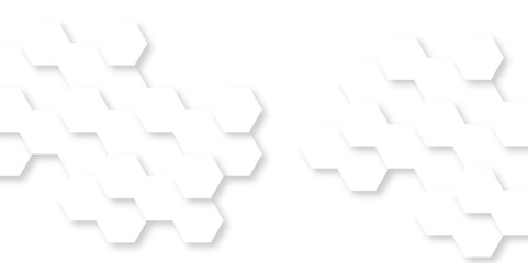 Seamless creative geometric Pattern of white hexagon white abstract hexagon wallpaper background. Futuristic abstract honeycomb mosaic white background. white hexagon geometric texture.	