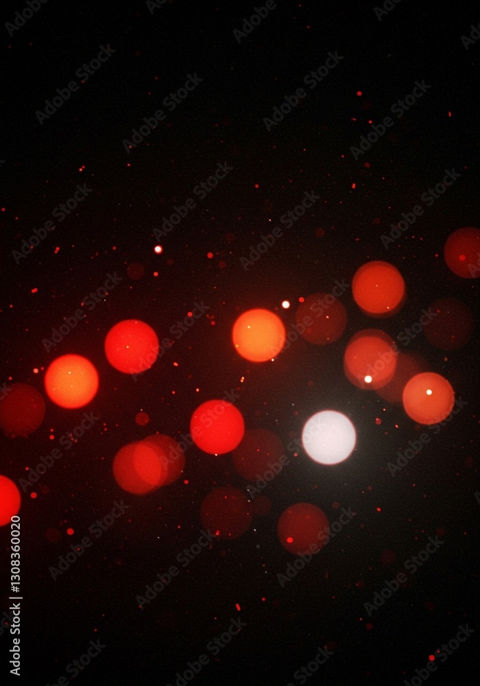 Poster an abstract composition with a striking visual is created by the dispersion of red and white particl