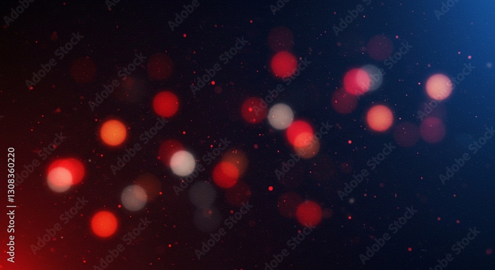 Poster a dark background enhances the luminescent glow of red and white particles, creating an abstract com
