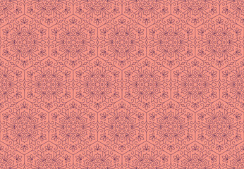 Vector seamless pattern with modern abstract floral texture and tropical leaves. Repeating geometric shapes in a hand-drawn outline, perfect for fabric, print, wallpaper, banners, and invitations.