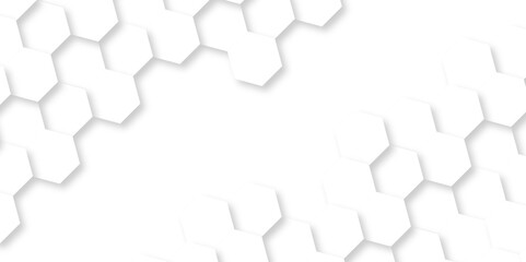 Obraz premium Seamless creative geometric Pattern of white hexagon white abstract hexagon wallpaper background. Futuristic abstract honeycomb mosaic white background. white hexagon geometric texture. 