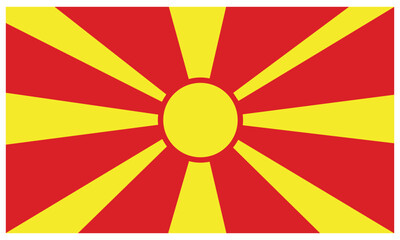 National flag of North Macedonia Vector Illustration. State background