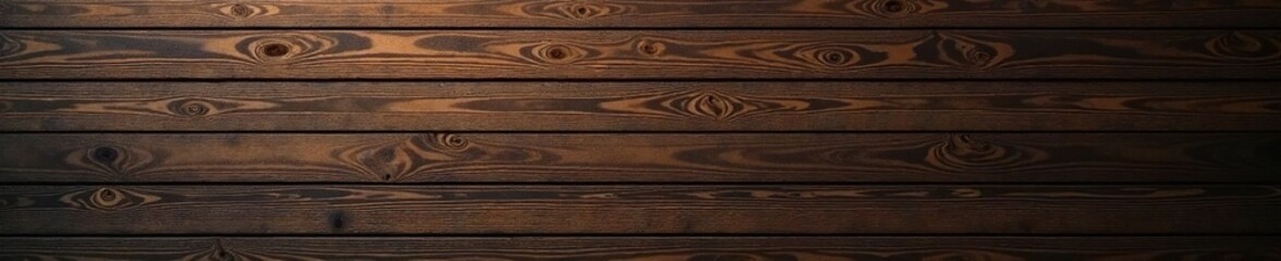 Horizontal wood slat wall, stained dark brown , brown, planks