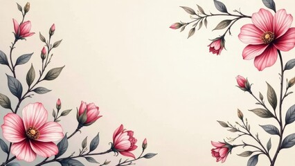 Obraz premium Elegant Pink Blossom Frame Delicate Floral Design for Invitations, Cards, and Announcements