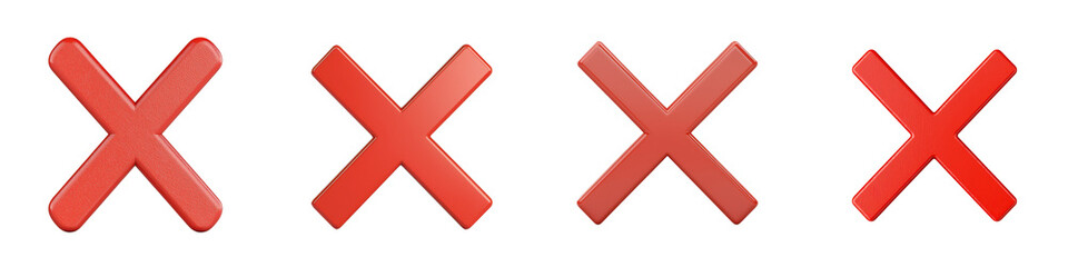 A collection of red X symbols representing various rejection denial cancellation and prohibition concepts  These graphics can be used to indicate errors mistakes