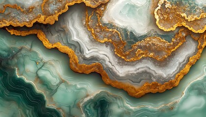 Obraz premium Abstract green onyx marble texture with gold veins.