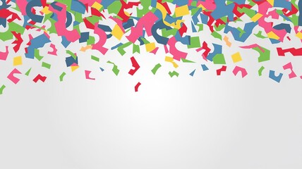 Colorful Confetti Falling on White Background