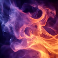 Abstract purple and orange fire and smoke.