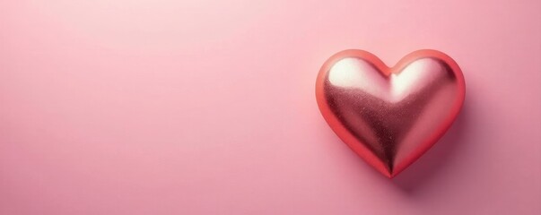 Fototapeta premium Rose gold foil heart, soft pink backdrop Luxury Valentine's motif , heart, festive