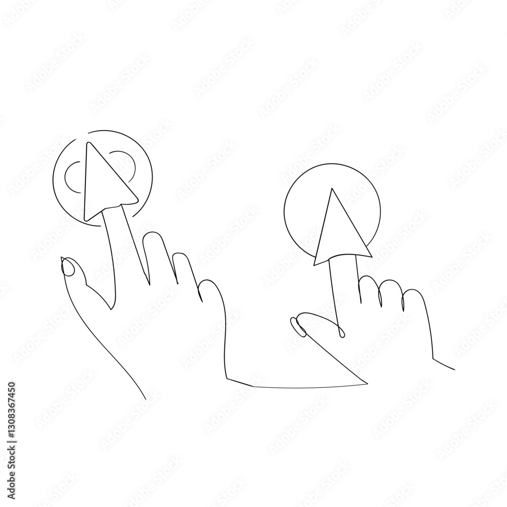  continuous line drawing hand cursor icon set. click icon vector. hand click. pointer