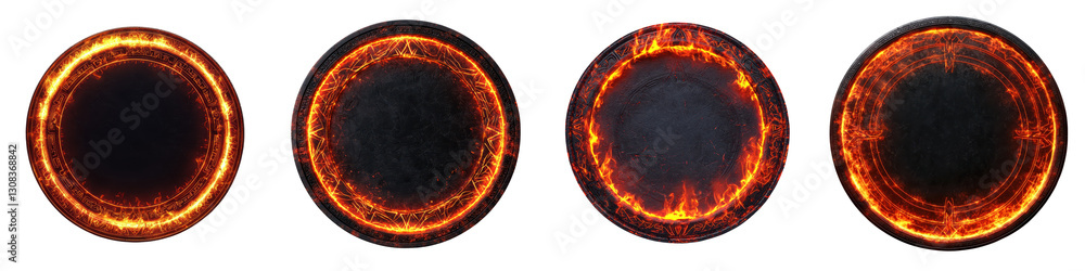 Poster mesmerizing abstract image depicting fiery cosmic orbs pulsating with intense radiant energy and pow