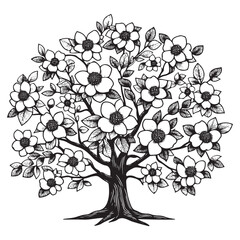 Obraz premium Tranquil Cherry Blossom Silhouette in Minimalist Design