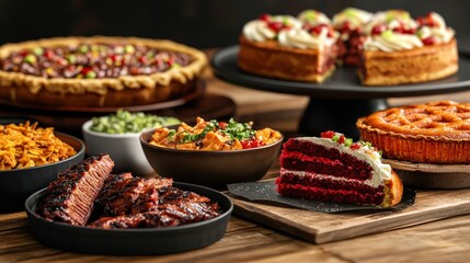 Fototapeta premium An assortment of tempting desserts beautifully arranged on a table for a delightful and sweet experience