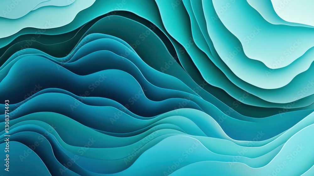 Poster a vibrant close-up of an abstract background featuring swirling waves in shades of blue and green, c