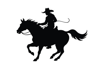 Fototapeta premium Rodeo show vector silhouette on white background