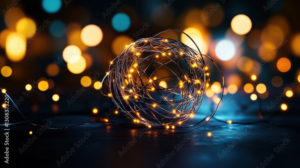 Aufkleber artistic string ball crafted from wires and lights creating a beautiful display of illuminated artis
