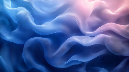 Fototapeta premium Abstract waves of flowing fabric, blue and pink gradients, ethereal textures, digital fluid art
