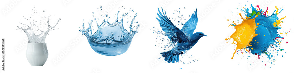 Poster mesmerizing abstract image showcasing dynamic splashes of vivid colors fluid motions and captivating