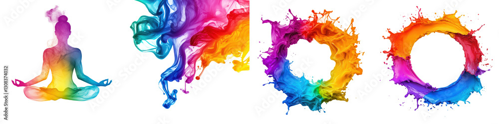 Poster vibrant and colorful abstract fluid paint splatter in dynamic motion digital art manipulation with e