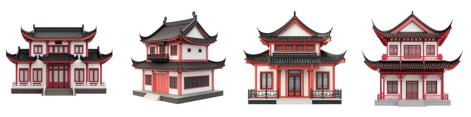 Obraz premium Magnificent Chinese Traditional Architectural Buildings with Decorative Roofs and Pagodas in an Ancient Cultural City Iconic Asian Heritage Landmarks and Touristic Destinations