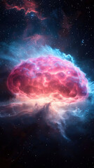 Fototapeta premium Cosmic nebula resembling a brain representing clarity of thought and imagination in the vast universe