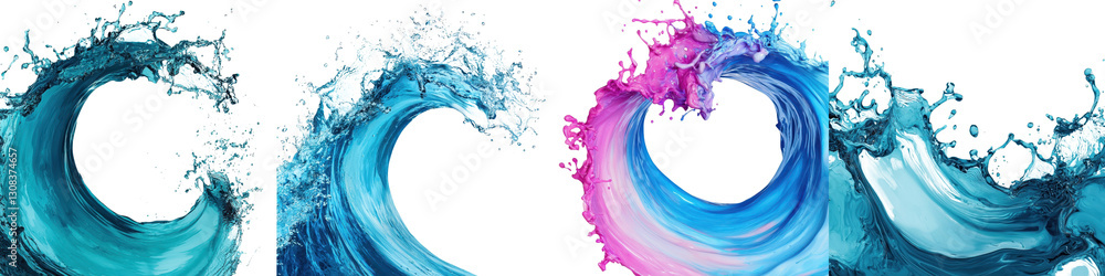 Poster vibrant abstract background featuring colorful water waves and splashes with dynamic swirling curlin