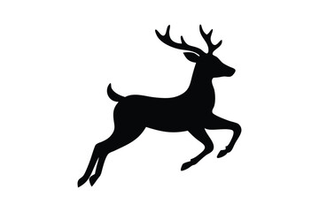 Jumping deer logotype vector silhouette on white background