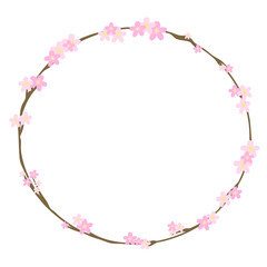 桜と枝の丸いフレーム