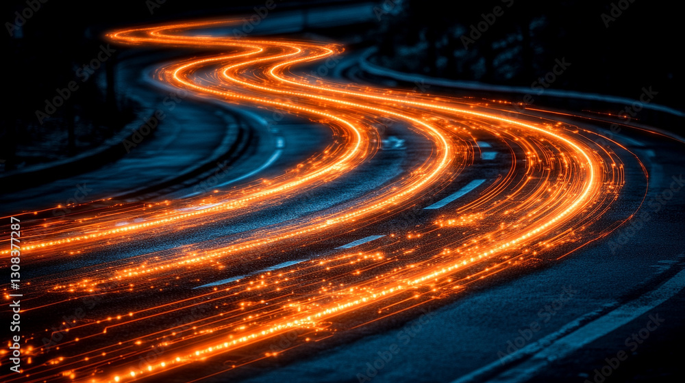 Poster a futuristic electronic circuit board with glowing pathways symbolizes modern technology, innovation