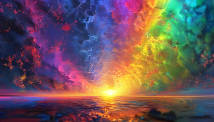 Rainbow Sky Over Water