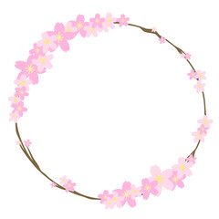 桜と枝の丸いフレーム