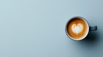 Latte art on a gray mug