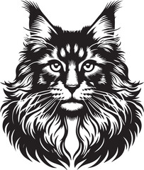 Maine coon cat vector in black and white