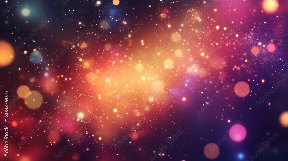 Poster colorful bokeh lights on a dark background for abstract design