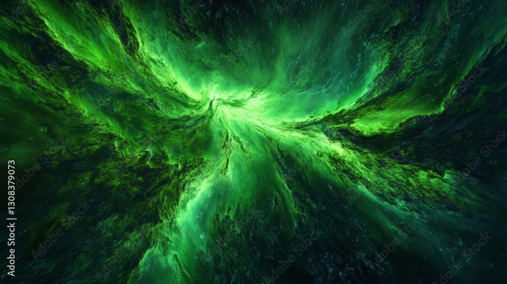 Aufkleber abstract green swirl in cosmic background with dynamic texture effects