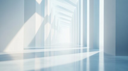 Fototapeta premium Abstract Light-Infused Corridor with Geometric Architectural Lines