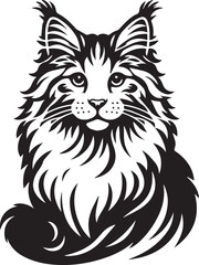 Maine coon cat vector in black and white