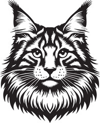 Maine coon cat vector in black and white