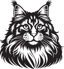 Maine coon cat vector in black and white