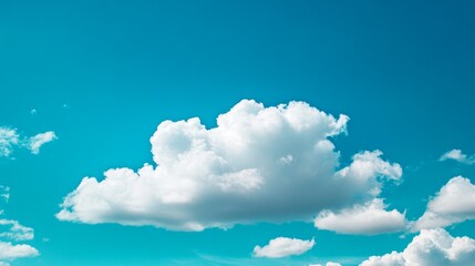 Bright Blue Sky with Fluffy White Clouds on a Sunny Day