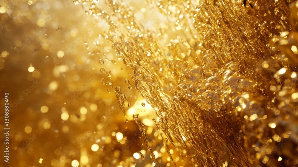 Aufkleber sparkling water drops in a golden atmosphere with soft bokeh effect
