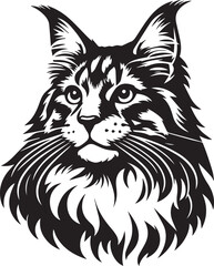 Maine coon cat vector in black and white