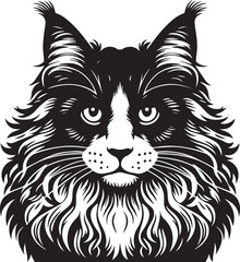 Maine coon cat vector in black and white © Sarmad