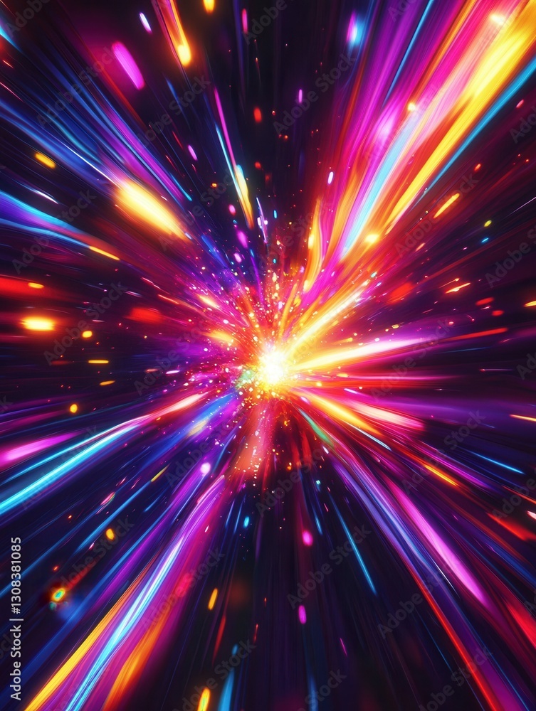 Aufkleber Dynamic explosion of bright neon colors showcasing vibrant movement and energy in an abstract design Generative AI