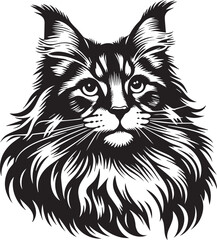 Maine coon cat vector in black and white