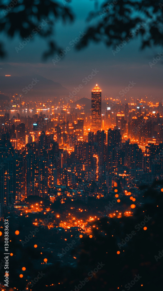 Poster a futuristic smart cityscape illuminated by digital iot connectivity with a vast network infrastruct