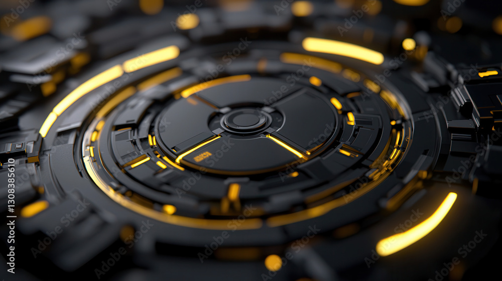 Aufkleber futuristic control panel with glowing elements and intricate design