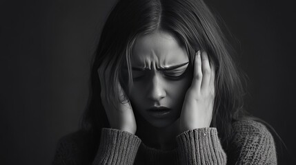 頭を抱える女性