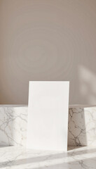 Elegant blank portrait paper mockup on marble surface, clean design